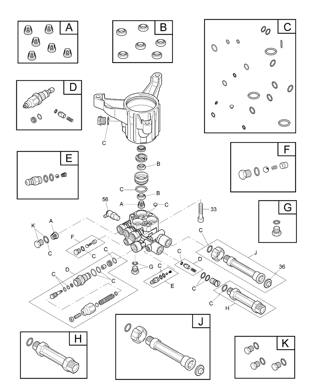 Pump (80022509) Diagram and Parts List for 020688-02  Briggs and Stratton Pressure Washer